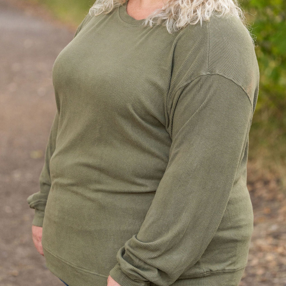 
                      
                        Corrine Ribbed Pullover Top - Olive
                      
                    