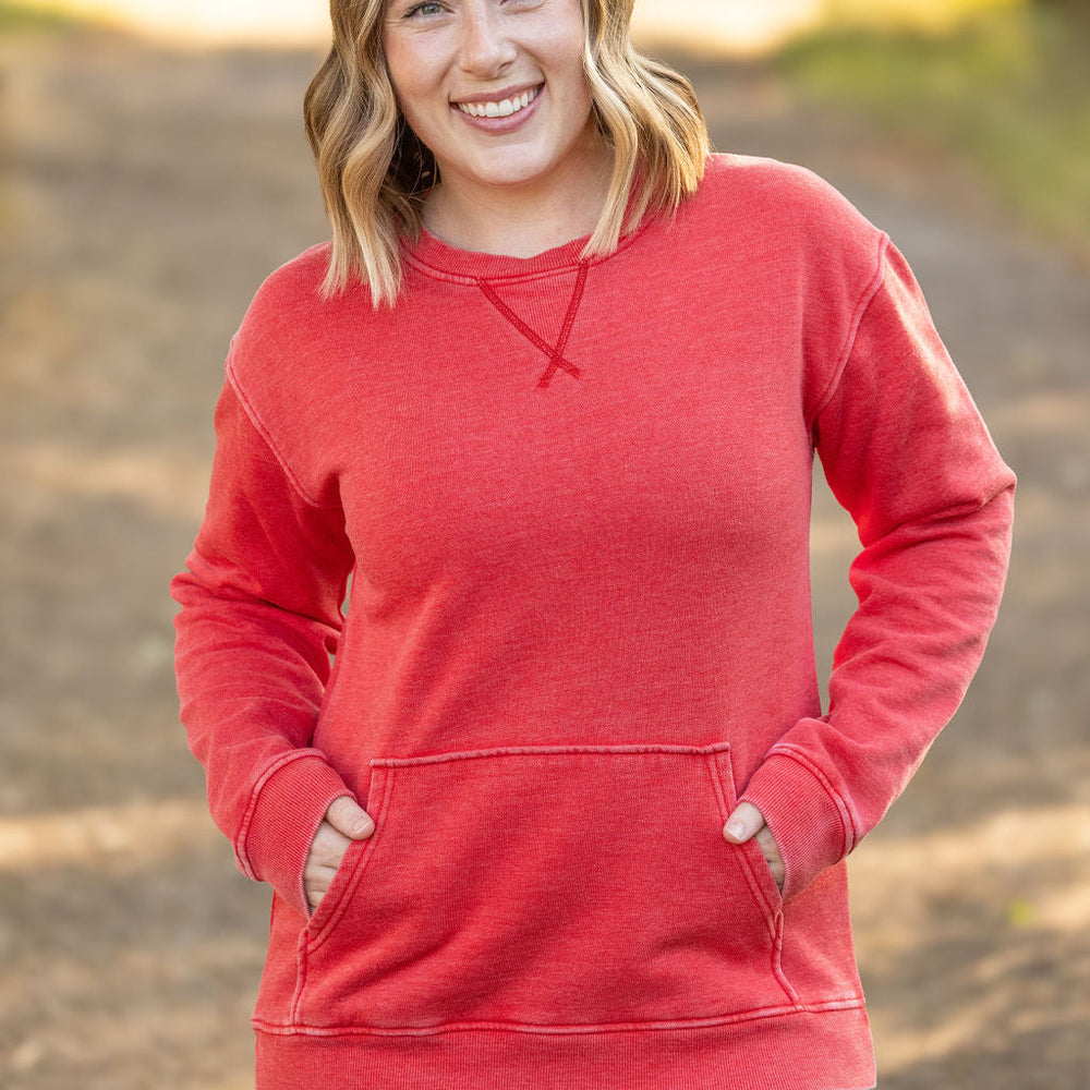 
                      
                        Vintage Wash Pocket Pullover - Red
                      
                    