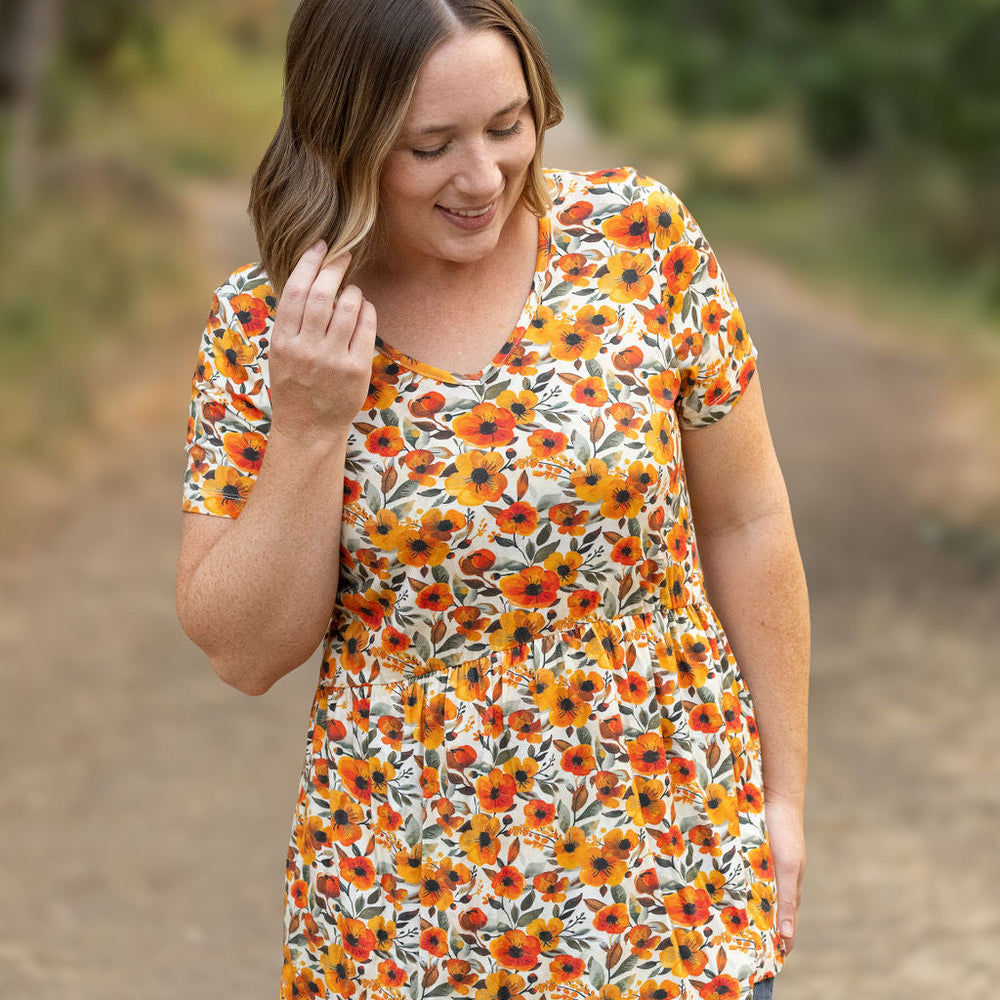 
                      
                        Sarah Ruffle Short Sleeve - Fall Floral
                      
                    