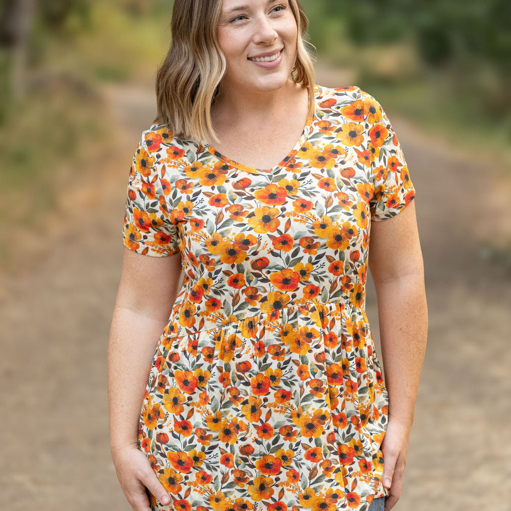 
                      
                        Sarah Ruffle Short Sleeve - Fall Floral
                      
                    