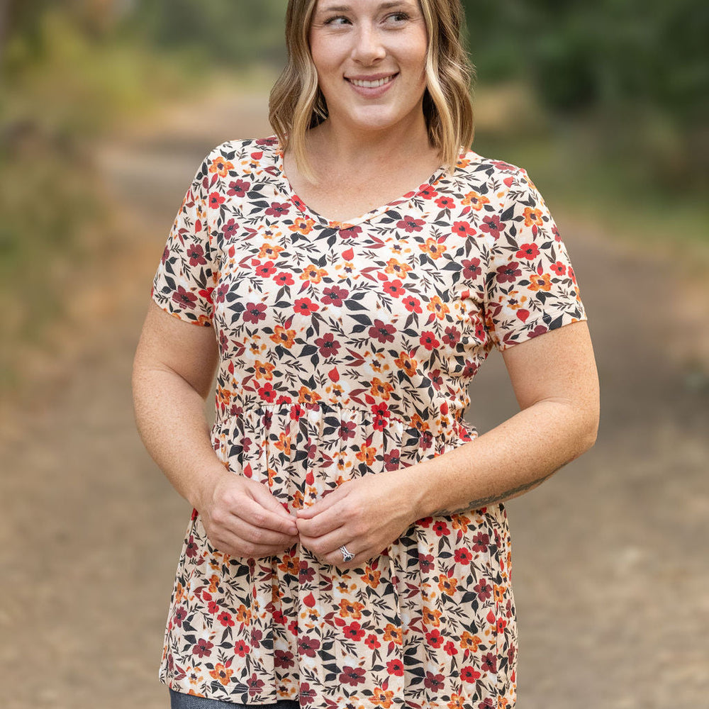 
                      
                        Sarah Ruffle Short Sleeve - Red Floral
                      
                    