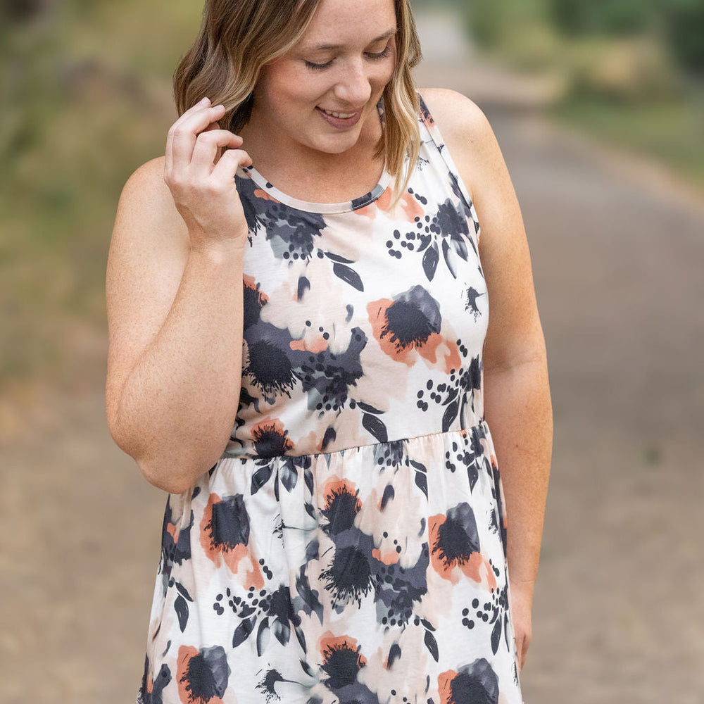 
                      
                        Renee Ruffle Tank - Neutral Abstract
                      
                    