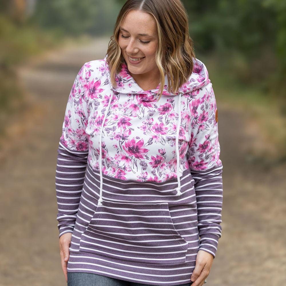 
                      
                        Hailey Pullover Hoodie - Pink Floral and Stripes
                      
                    