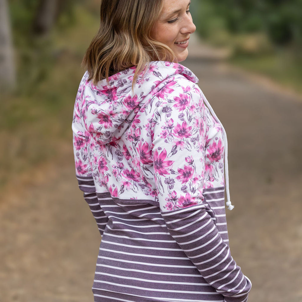 
                      
                        Hailey Pullover Hoodie - Pink Floral and Stripes
                      
                    