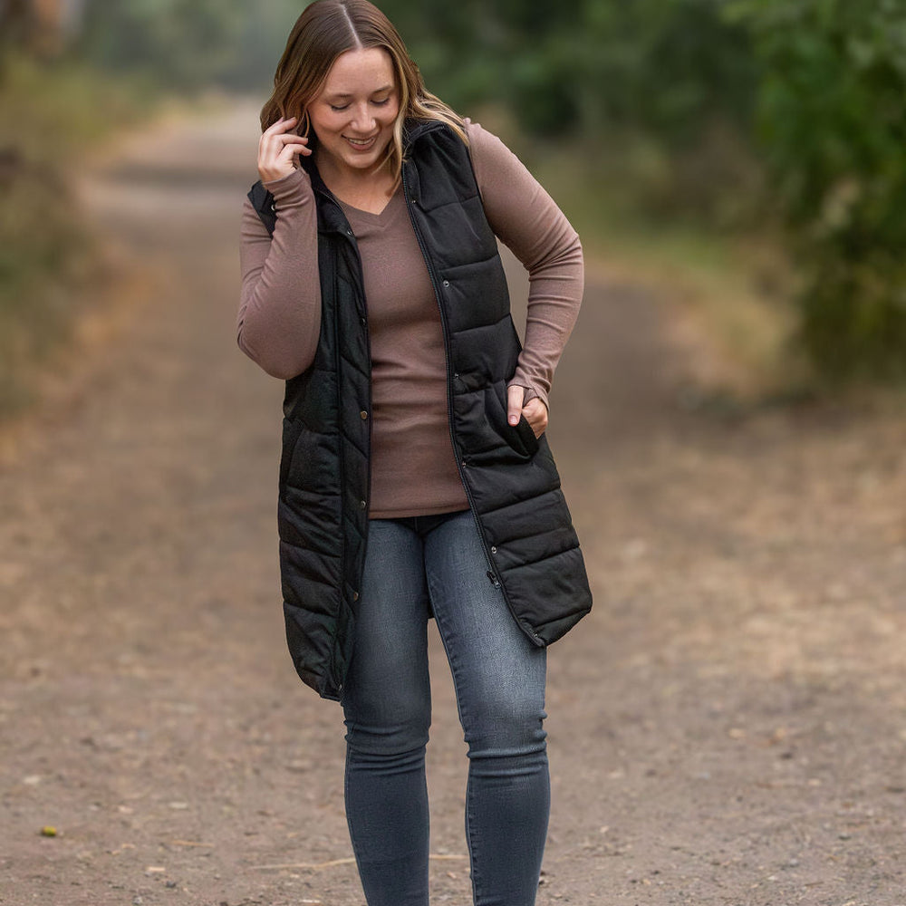 
                      
                        Harlow Long Vest - Black
                      
                    