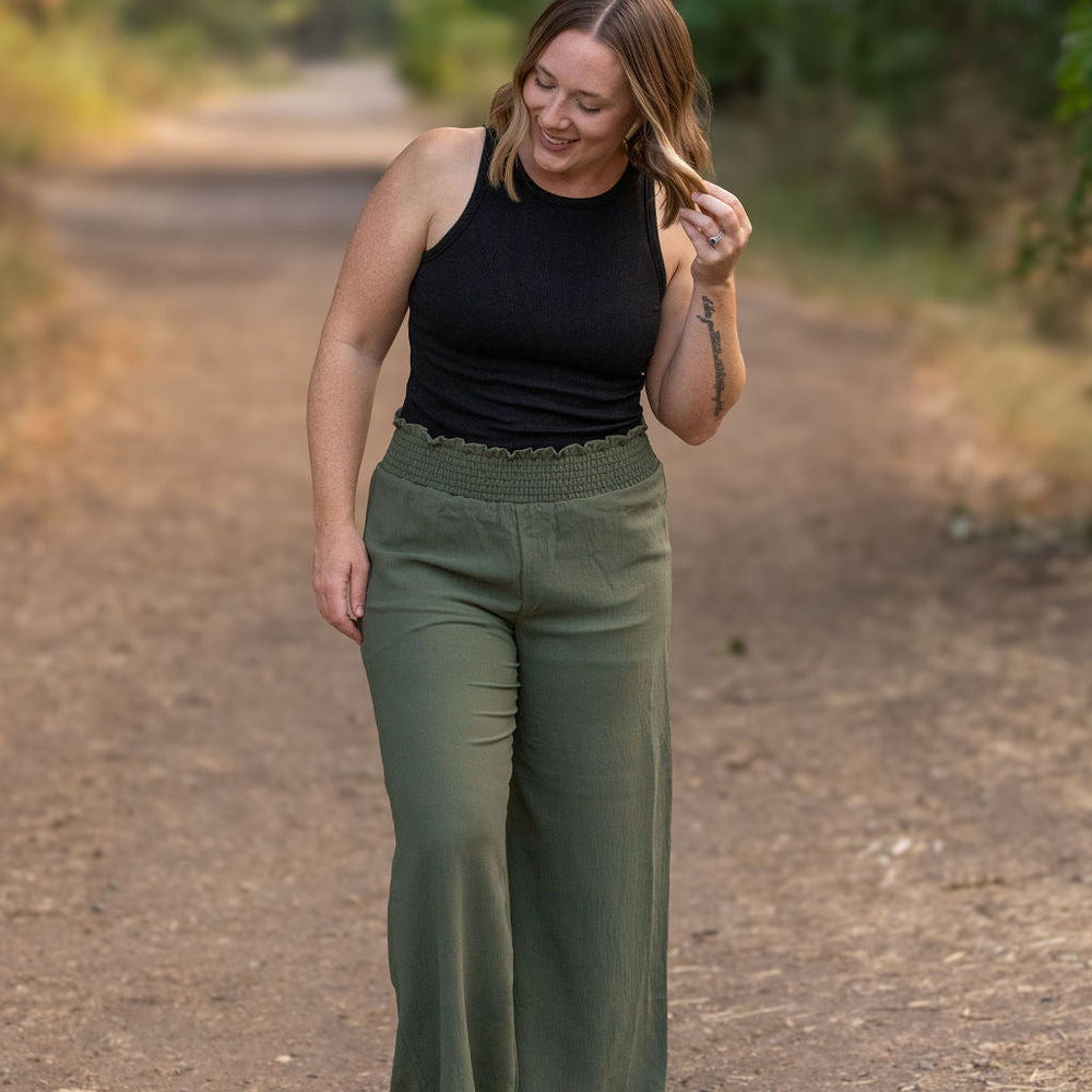 
                      
                        Presley Palazzo Pants - Olive | Women's Wide-Leg Pants
                      
                    