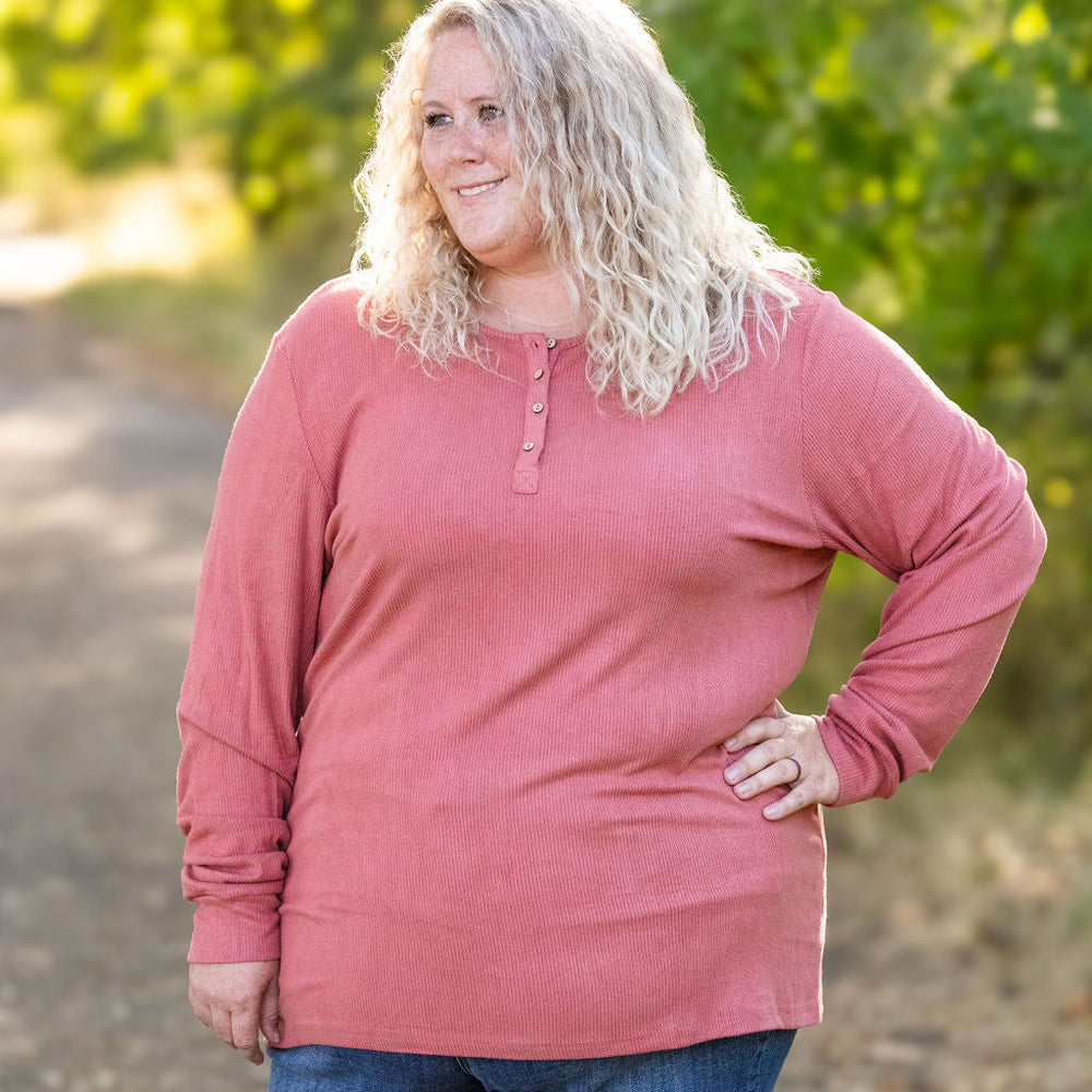 
                      
                        Brielle Henley Ribbed Long Sleeve - Terra Cotta
                      
                    