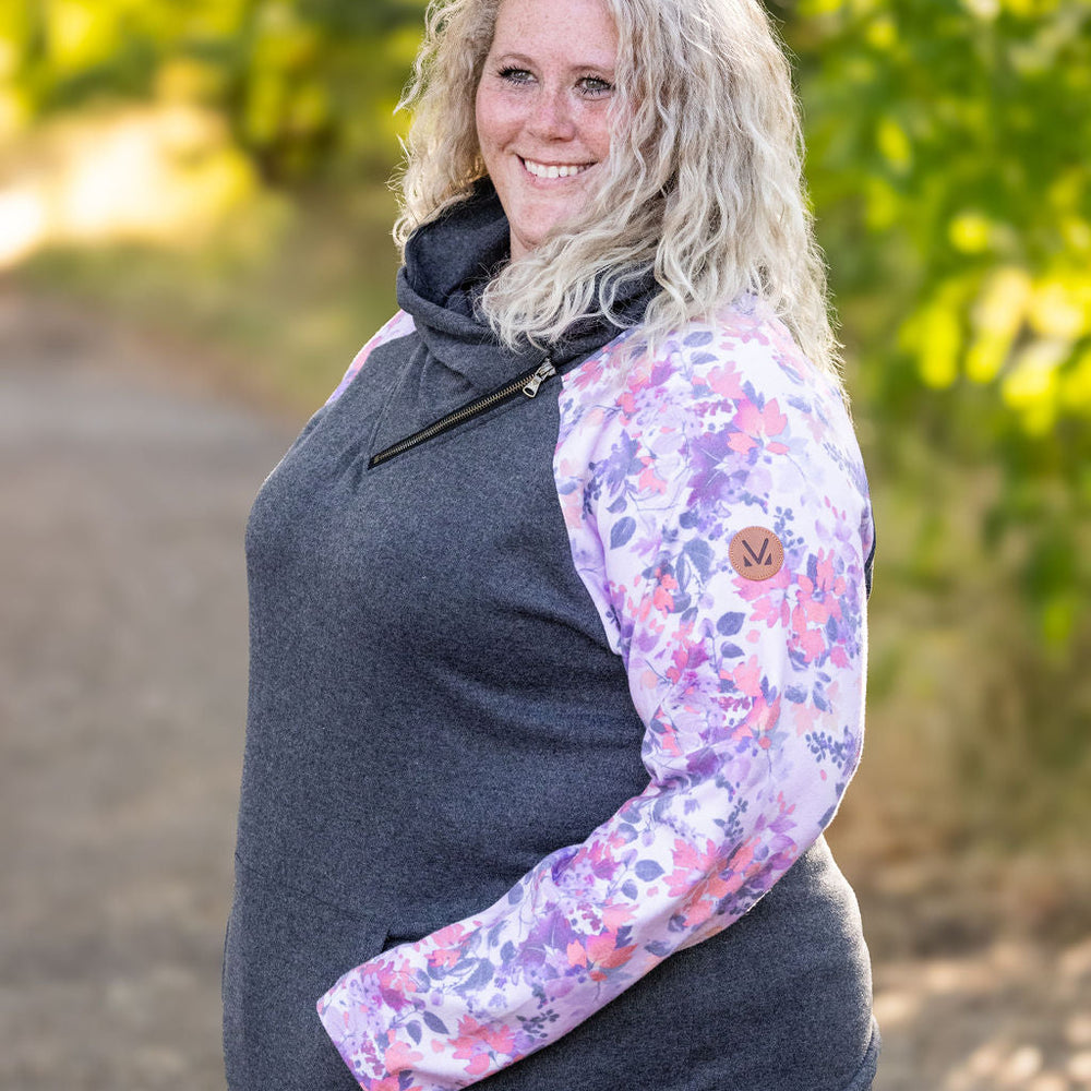 
                      
                        Zoey ZipCowl - Charcoal and Fall Floral Leaves
                      
                    