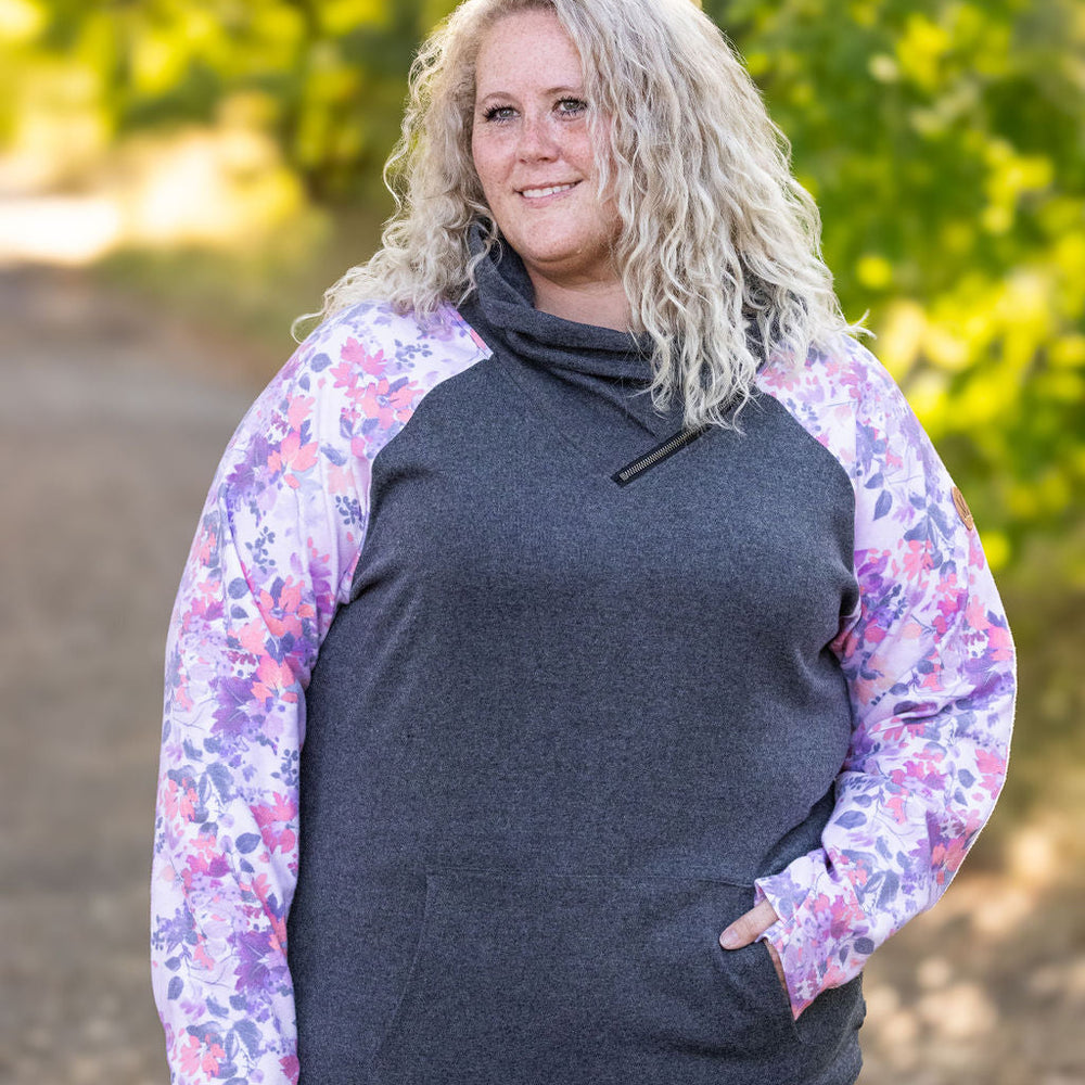 
                      
                        Zoey ZipCowl - Charcoal and Fall Floral Leaves
                      
                    