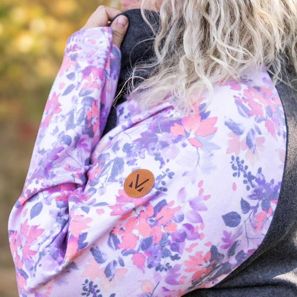 
                      
                        Zoey ZipCowl - Charcoal and Fall Floral Leaves
                      
                    