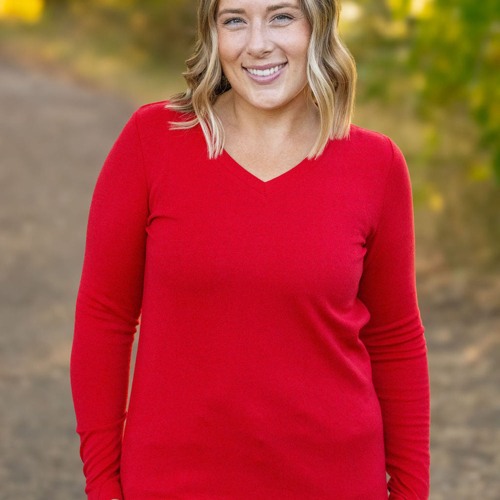 
                      
                        Leah Long Sleeve Top - Red
                      
                    