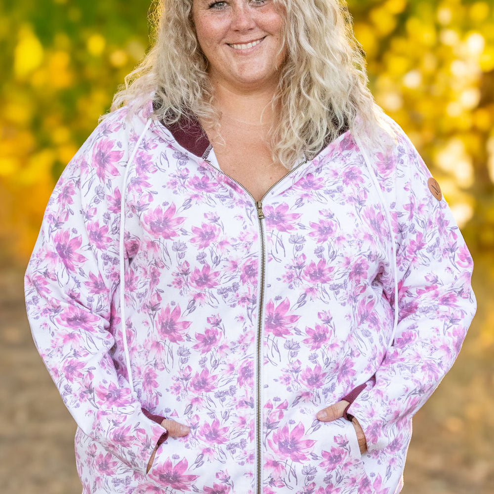 
                      
                        Classic Fullzip Hoodie - Pink Floral and Burgundy
                      
                    