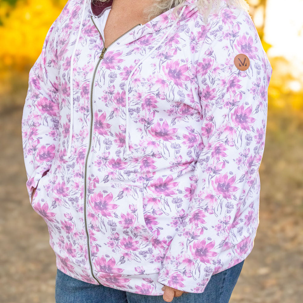 
                      
                        Classic Fullzip Hoodie - Pink Floral and Burgundy
                      
                    