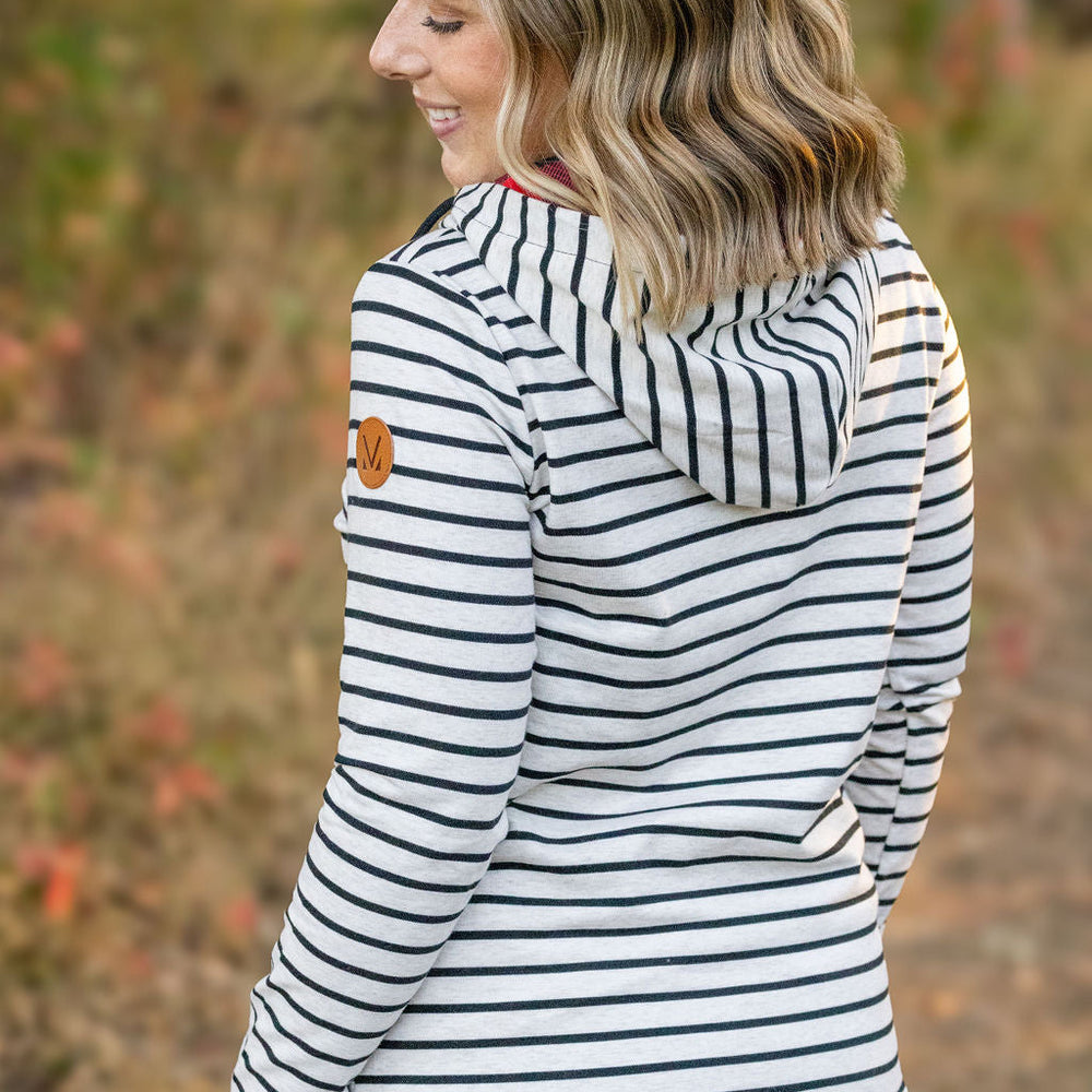 
                      
                        HalfZip Hoodie - Oatmeal Stripes and Buffalo Plaid
                      
                    