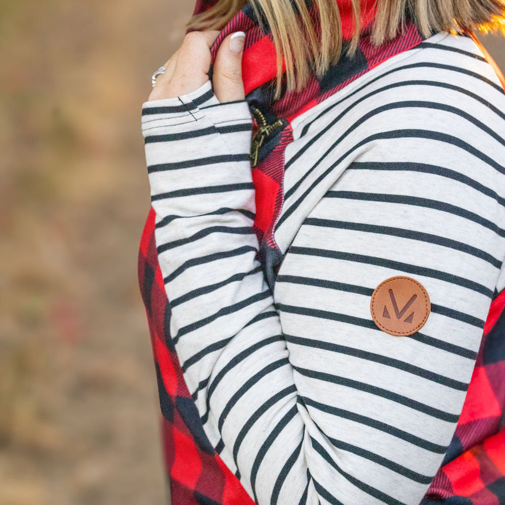 
                      
                        Zoey ZipCowl - Buffalo Plaid and Oatmeal Stripes
                      
                    