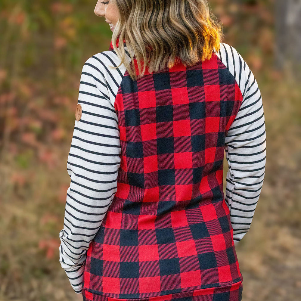 
                      
                        Zoey ZipCowl - Buffalo Plaid and Oatmeal Stripes
                      
                    