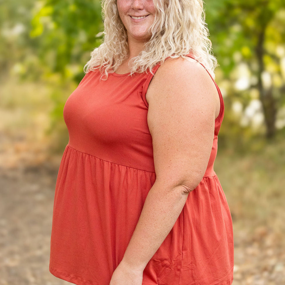 
                      
                        Renee Ruffle Tank - Brick
                      
                    