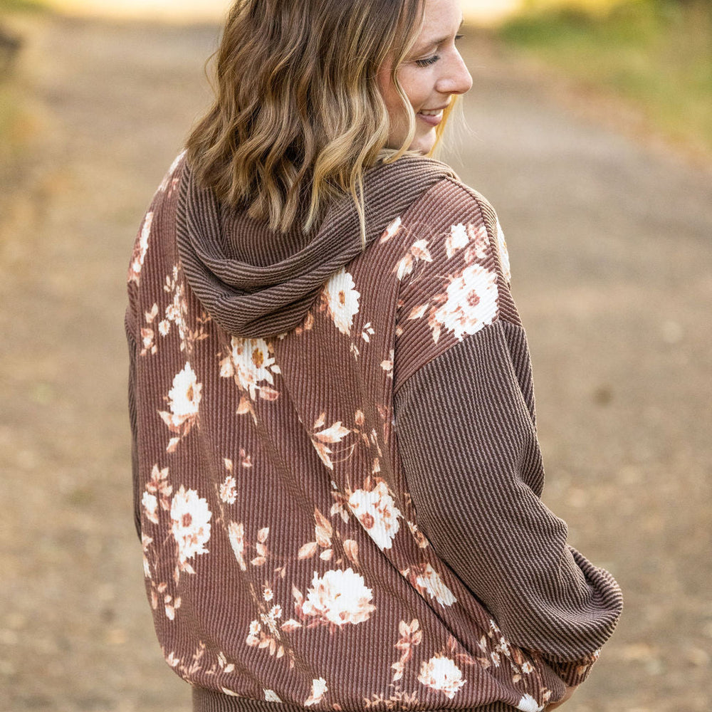 
                      
                        Ramona Ribbed Floral Zip Up - Brown
                      
                    