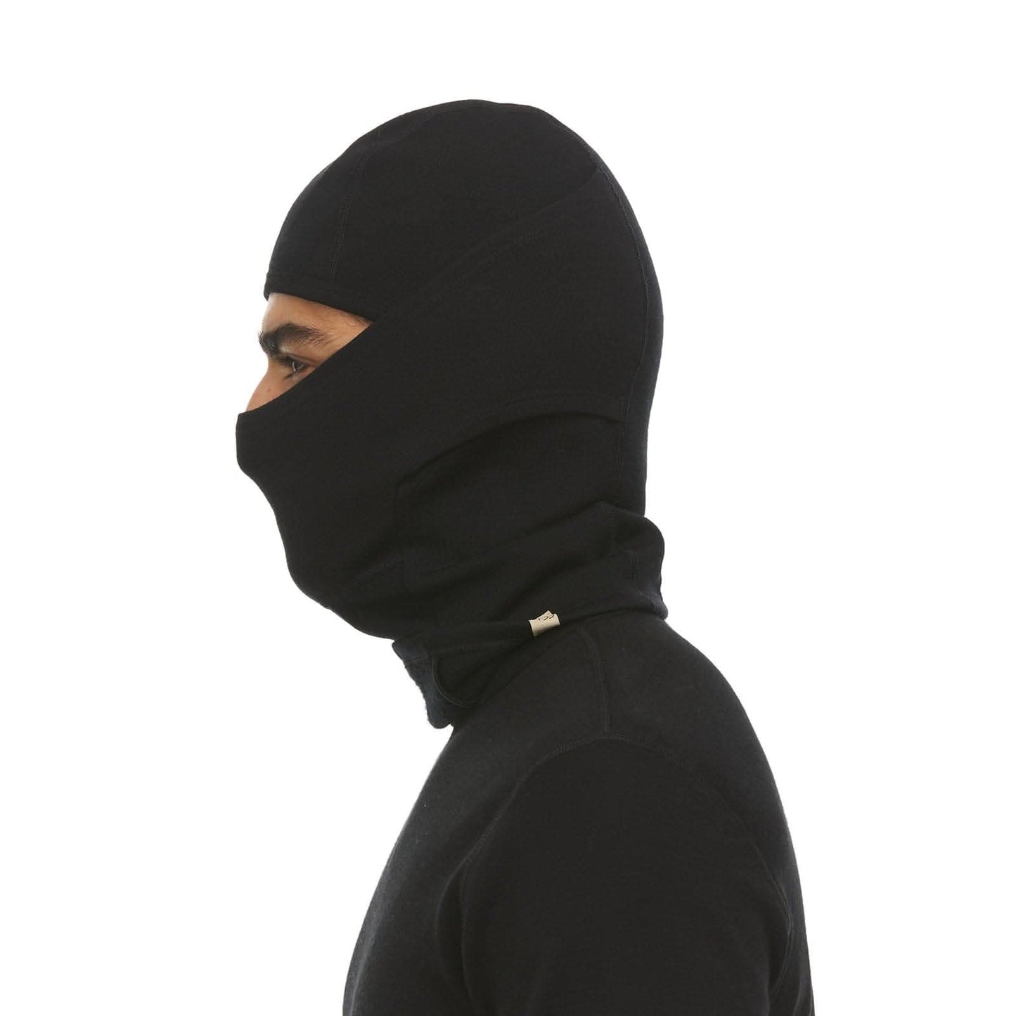 Minus33 Kodiak Fleece Heavyweight Balaclava in black with breathable mouth panel and ear holes