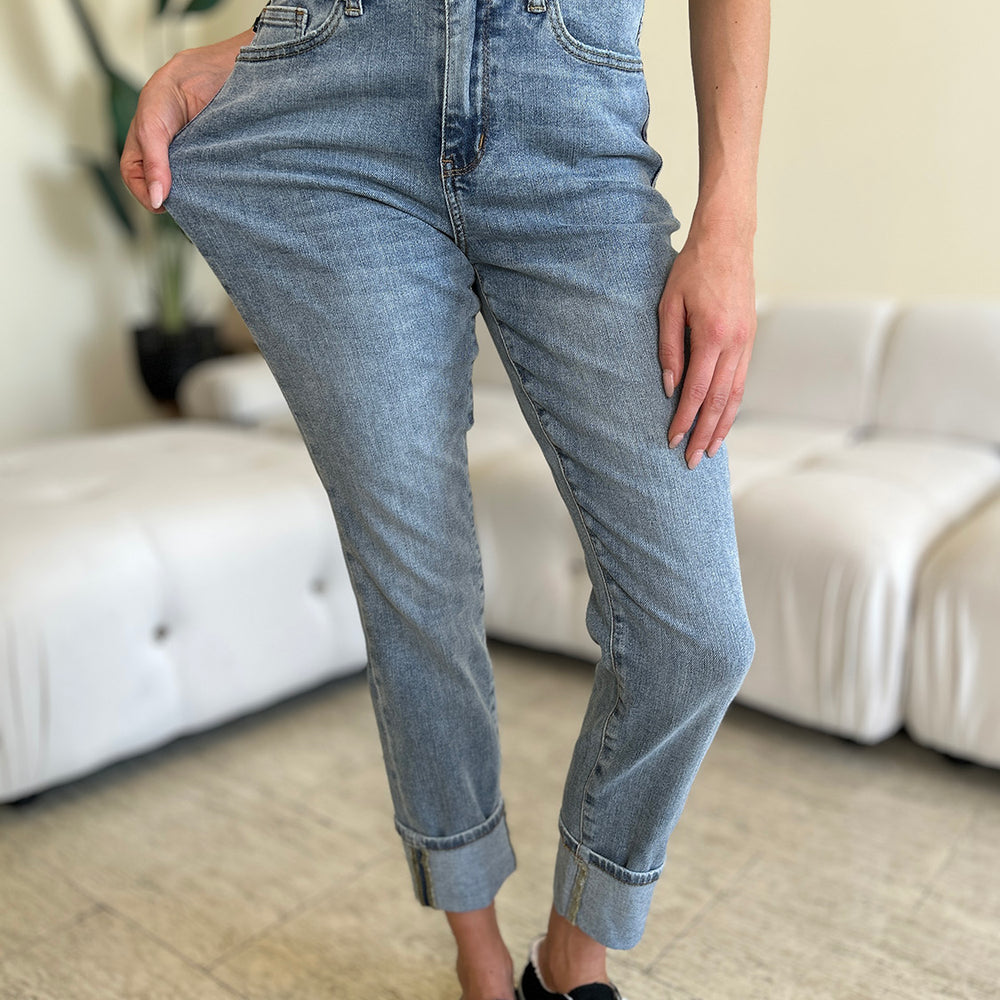 
                      
                        High Waist Cuff Hem Skinny Jeans
                      
                    