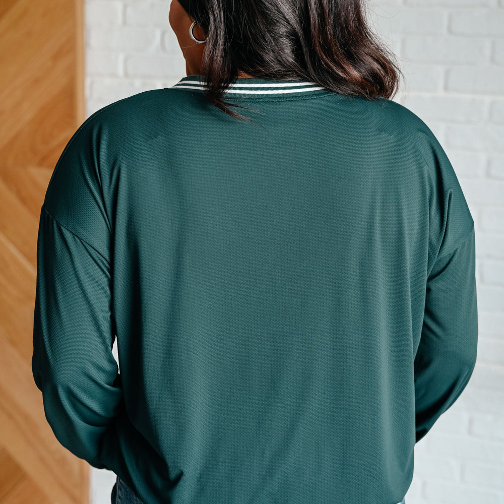 
                      
                        All Out Comfort V-Neck Pullover in Midnight Green
                      
                    