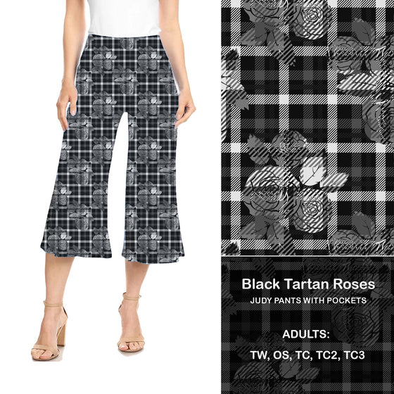 Black Tartan Roses Judy Hybrid Pants with Pockets