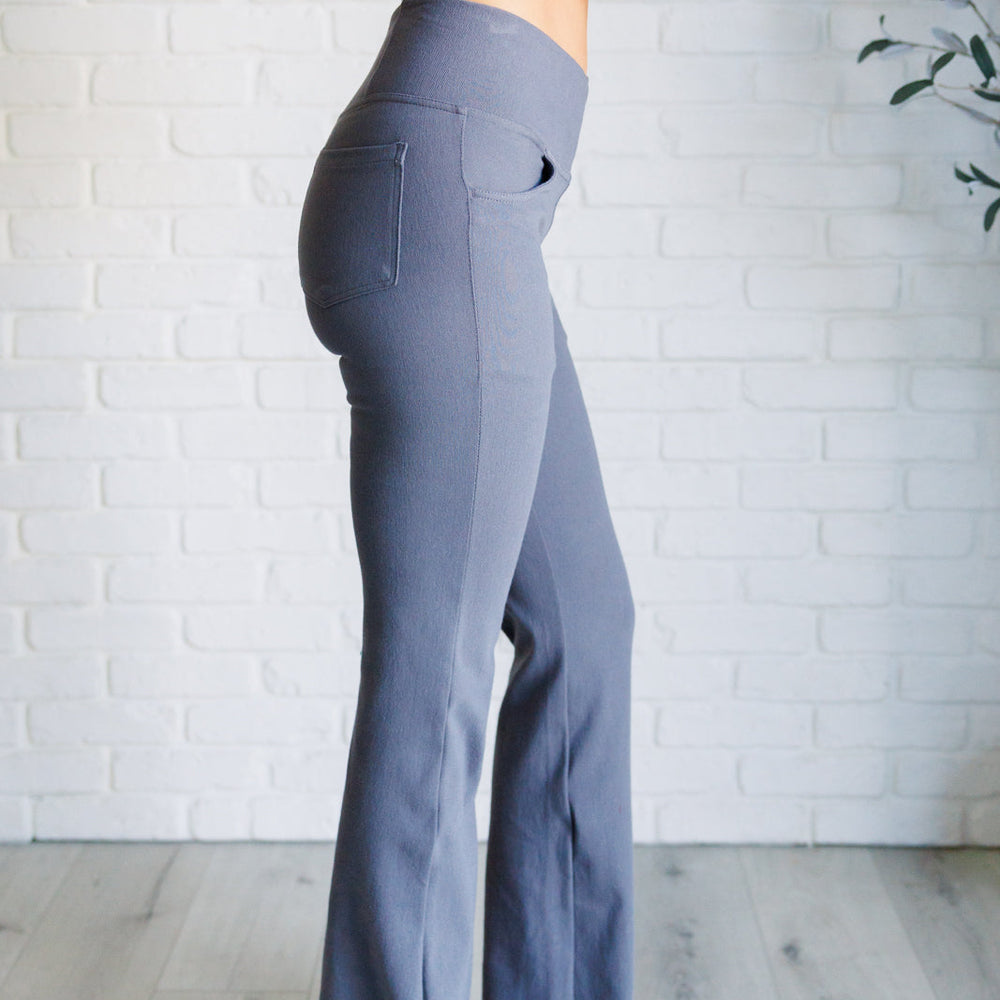 
                      
                        Building Habits Twill Flared Crossover Waist Pant in Titanium
                      
                    