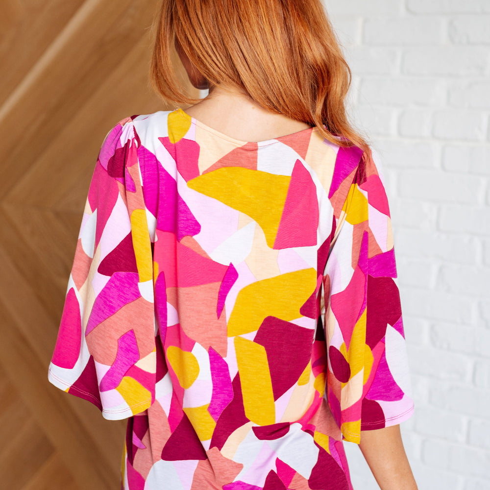 
                      
                        Cali Blouse in Magenta and Mustard Abstract
                      
                    