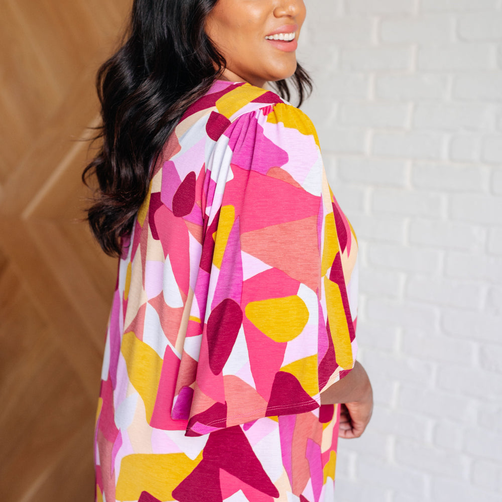 
                      
                        Cali Blouse in Magenta and Mustard Abstract
                      
                    