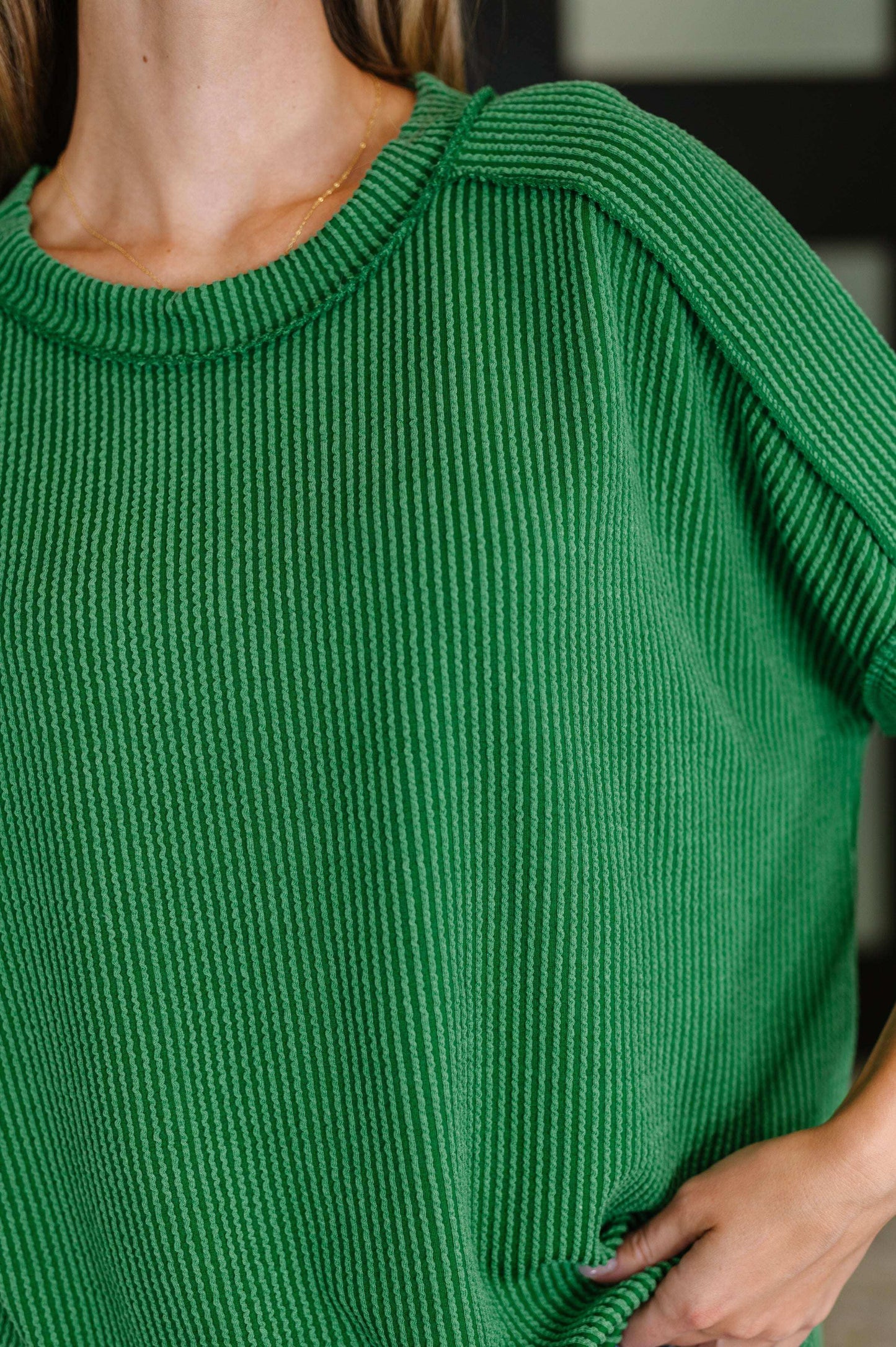 Catch Me Loungin’ Cable Ribbed Knit Top in Dark Green 28 Ruthie's Rack Best Sellers Zenana