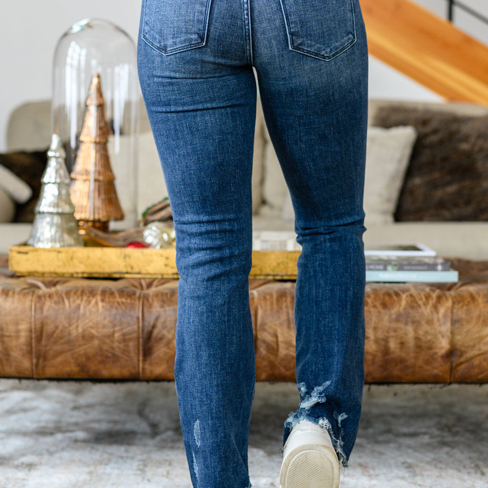 
                      
                        Christine High Contrast Slim Bootcut Destroyed Jeans
                      
                    