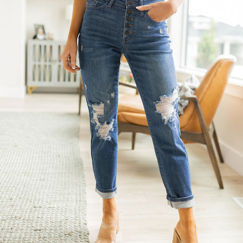 
                      
                        Colt High Rise Button Fly Distressed Boyfriend Jeans
                      
                    