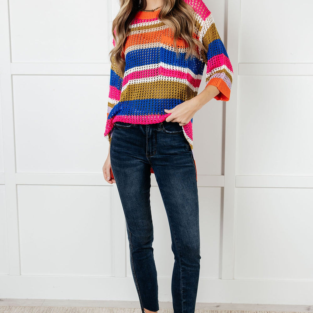 
                      
                        Deep Thoughts Striped Loose Knit Top
                      
                    