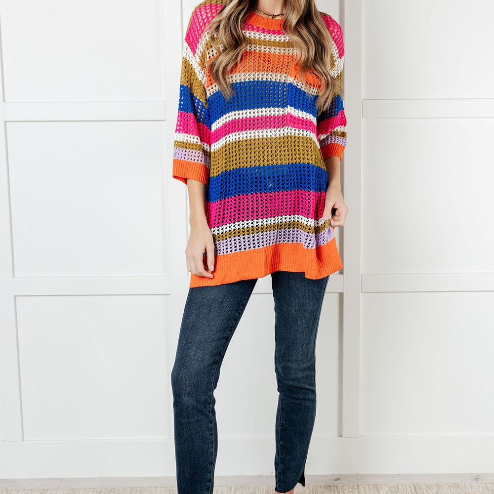 
                      
                        Deep Thoughts Striped Loose Knit Top
                      
                    