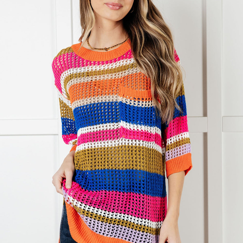 
                      
                        Deep Thoughts Striped Loose Knit Top
                      
                    