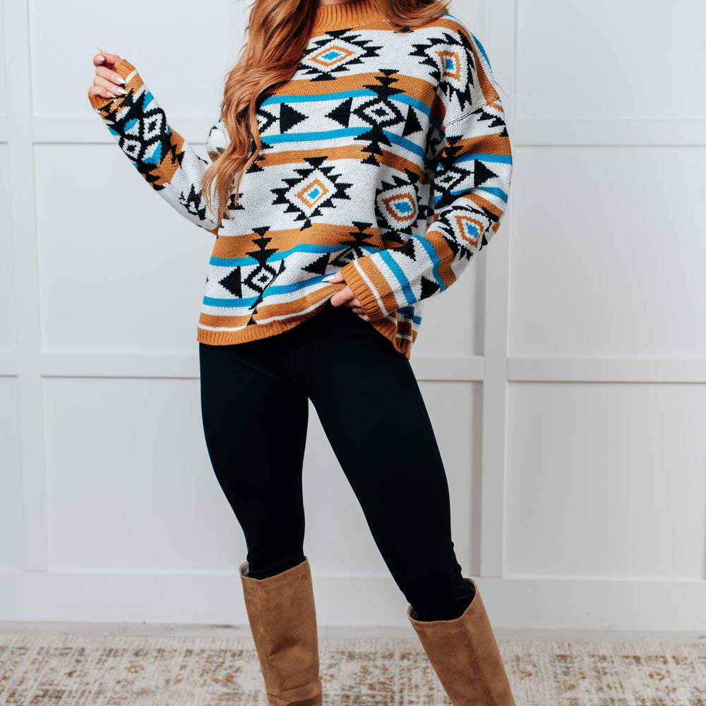 
                      
                        Desert Vibes Geometric Striped Sweater
                      
                    