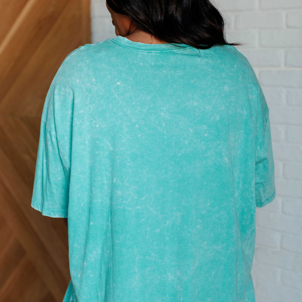 
                      
                        Don't Mind Me Mineral Wash Drop Shoulder Tee in Turquoise
                      
                    