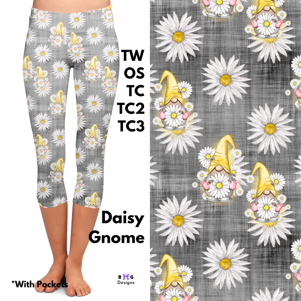 Daisy Gnomes - Capri Leggings with Pockets