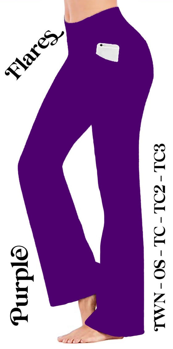 Solid Purple - Yoga Flares with Pockets