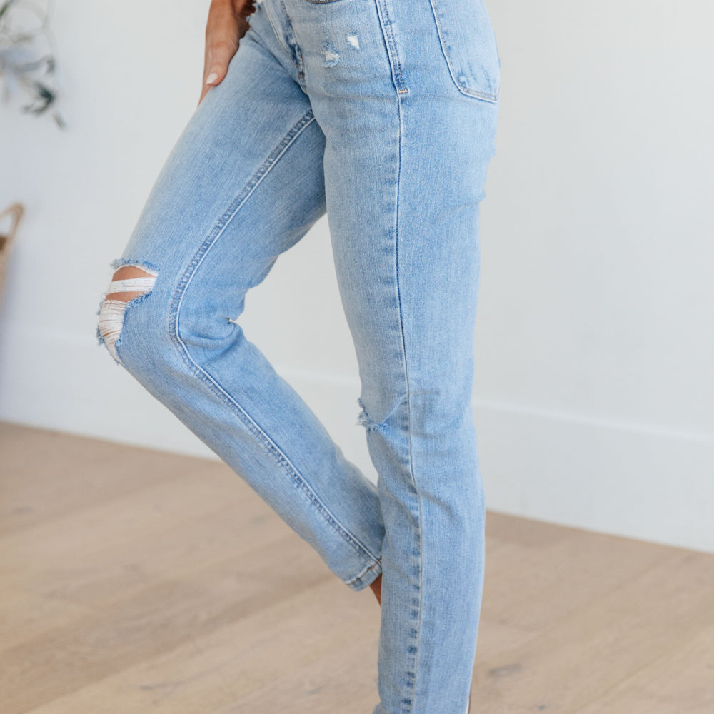 
                      
                        Eloise Mid Rise Control Top Distressed Skinny Jeans
                      
                    