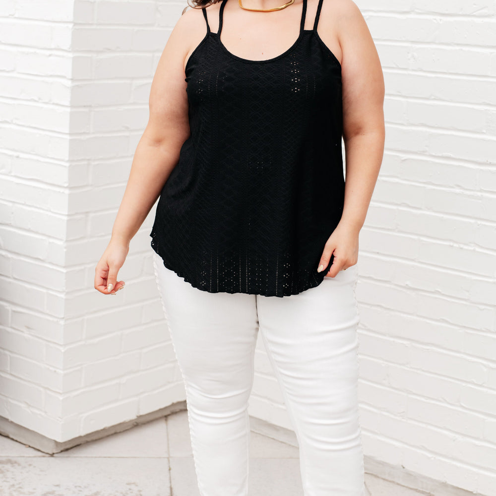 
                      
                        Eye on the Prize Eyelet Tank in Black
                      
                    