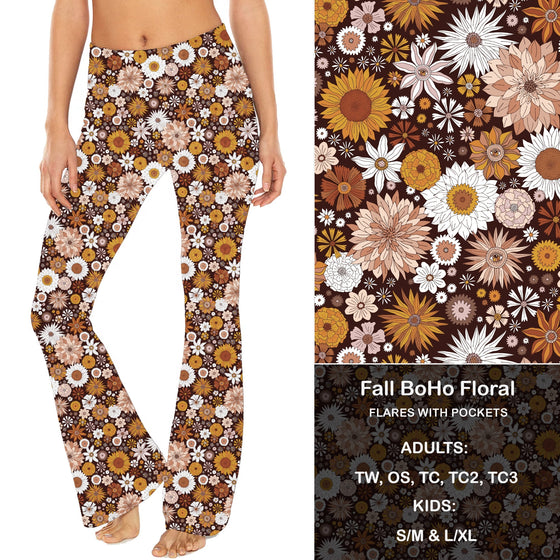 Fall BoHo Floral - Yoga Flares with Pockets
