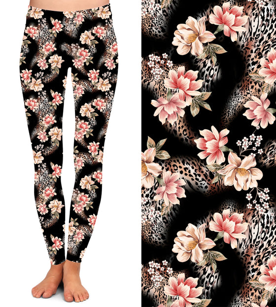Floral Cheetah Leggings with Pockets