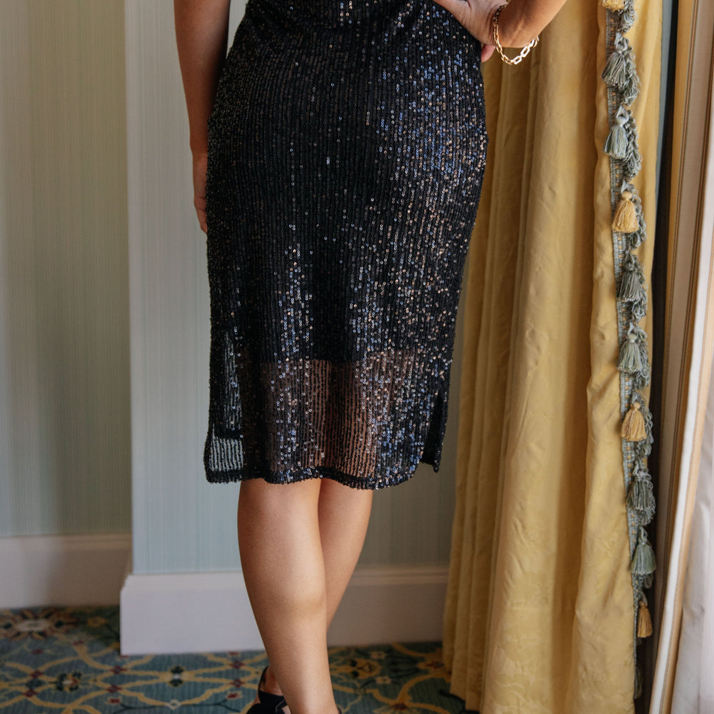 
                      
                        Gilded Age Sequin Skirt in Black
                      
                    