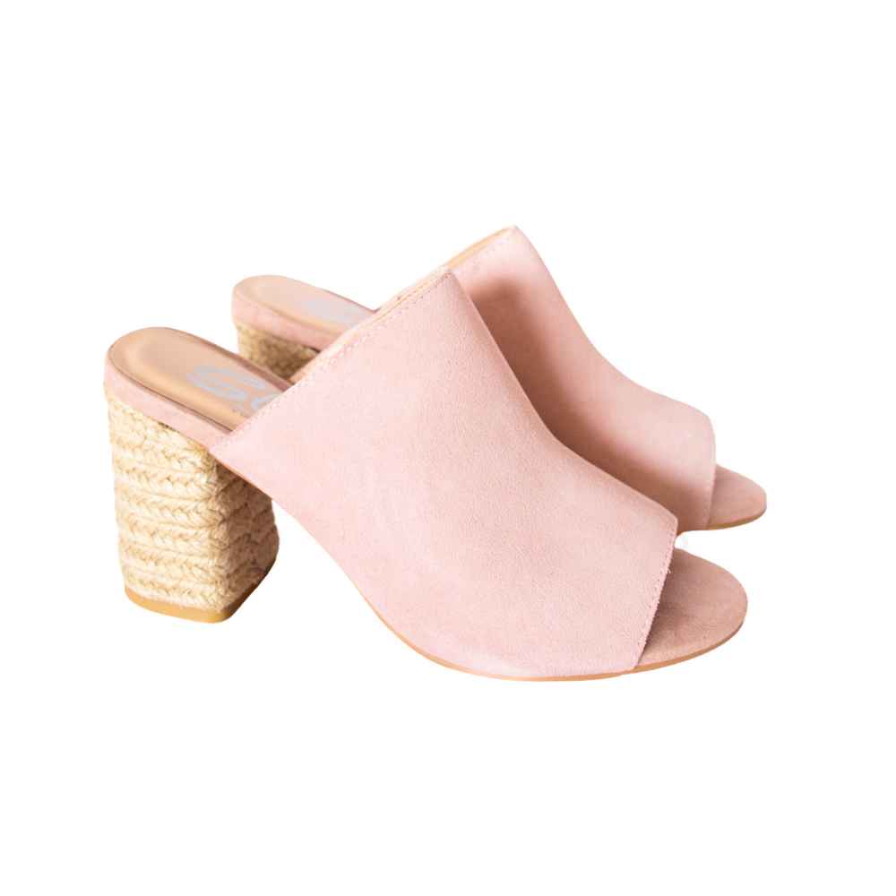 
                      
                        Helena Heeled Sandal in Blush Suede
                      
                    