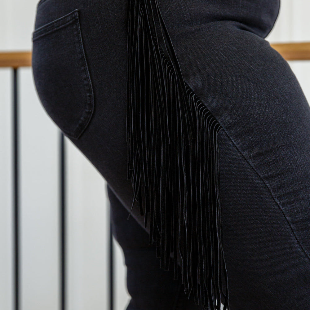 
                      
                        Hilary Side Fringe Skinny Jegging In Black
                      
                    