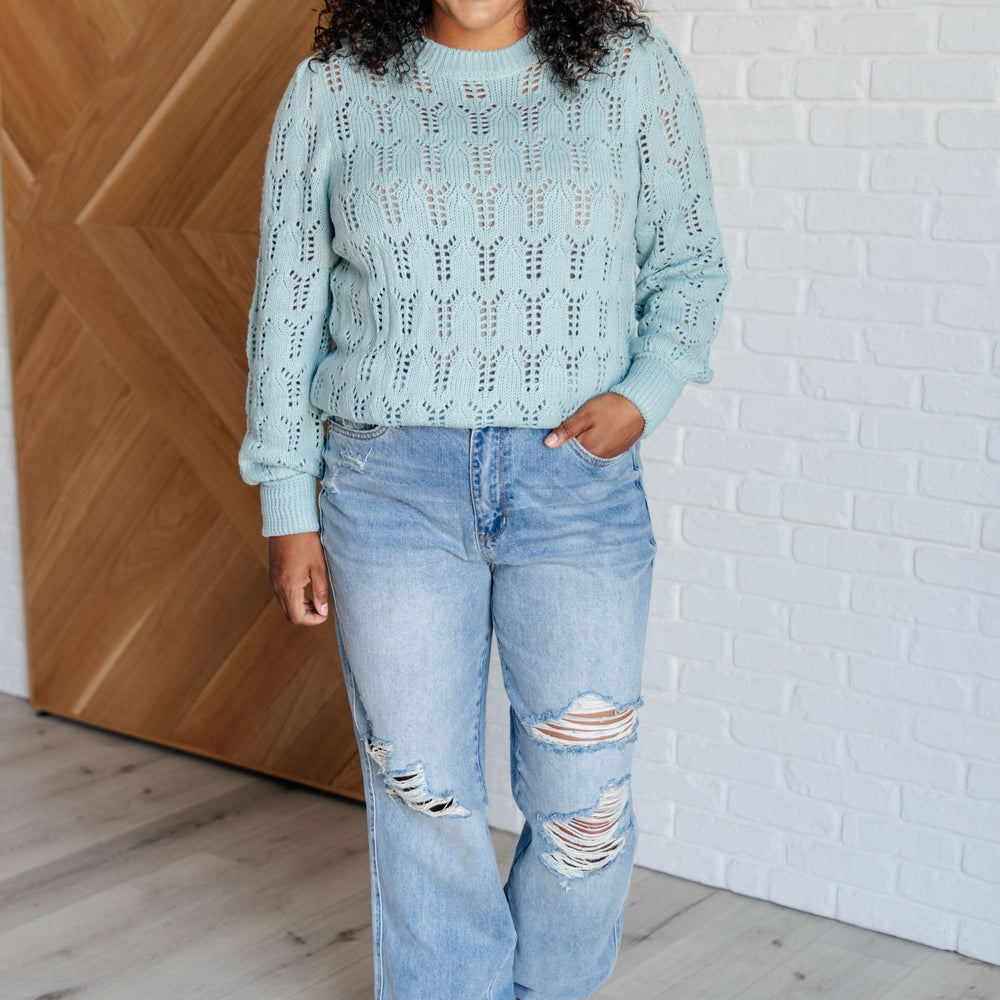 
                      
                        Hole In One Sheer Pointelle Knit Sweater
                      
                    