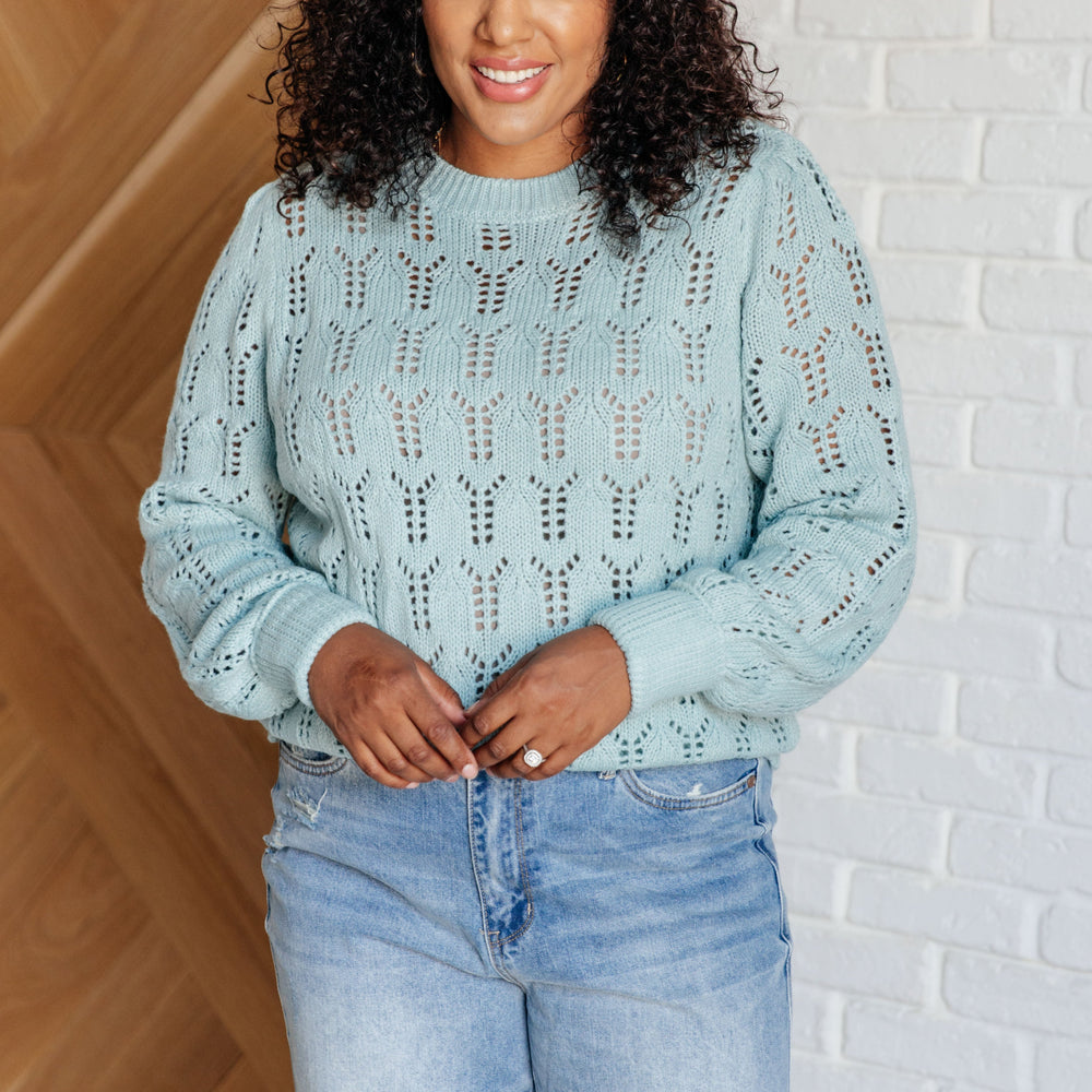 
                      
                        Hole In One Sheer Pointelle Knit Sweater
                      
                    