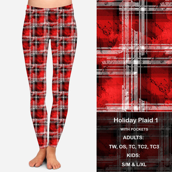Holiday Plaid 1 Leggings with Pockets