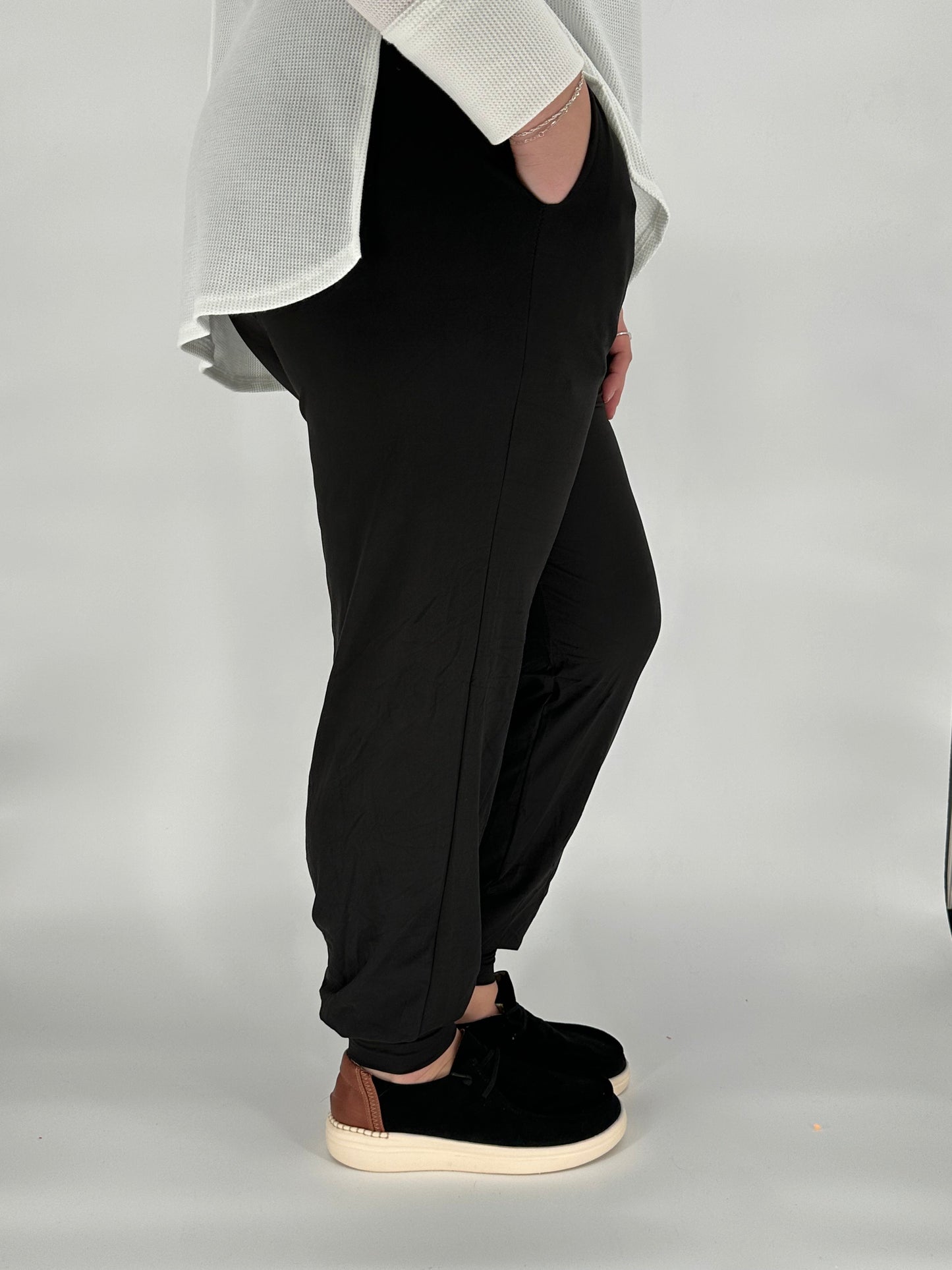 Black Joggers with Pockets featuring relaxed fit and soft stretch fabric